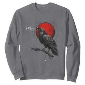Horror Raven Sweatshirt F Caw F Gothic Blood Moon Halloween TS12 Charcoal Print Your Wear