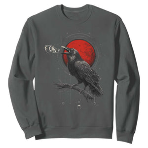 Horror Raven Sweatshirt F Caw F Gothic Blood Moon Halloween TS12 Dark Heather Print Your Wear