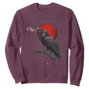 Horror Raven Sweatshirt F Caw F Gothic Blood Moon Halloween TS12 Maroon Print Your Wear