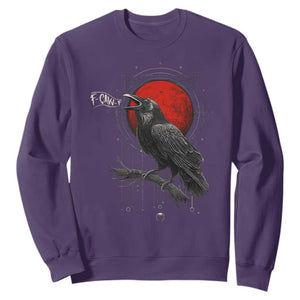 Horror Raven Sweatshirt F Caw F Gothic Blood Moon Halloween TS12 Purple Print Your Wear