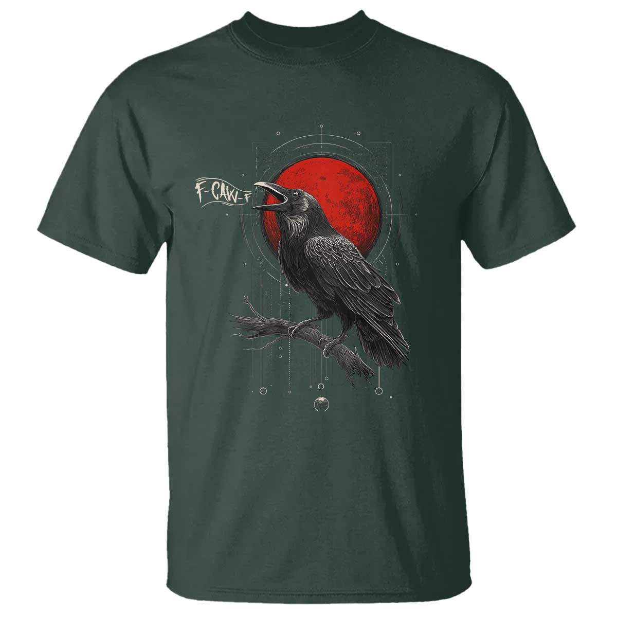 Horror Raven T Shirt F Caw F Gothic Blood Moon Halloween TS12 Dark Forest Green Print Your Wear