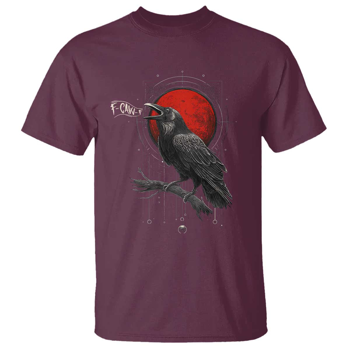 Horror Raven T Shirt F Caw F Gothic Blood Moon Halloween TS12 Maroon Print Your Wear