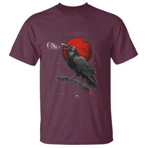 Horror Raven T Shirt F Caw F Gothic Blood Moon Halloween TS12 Maroon Print Your Wear