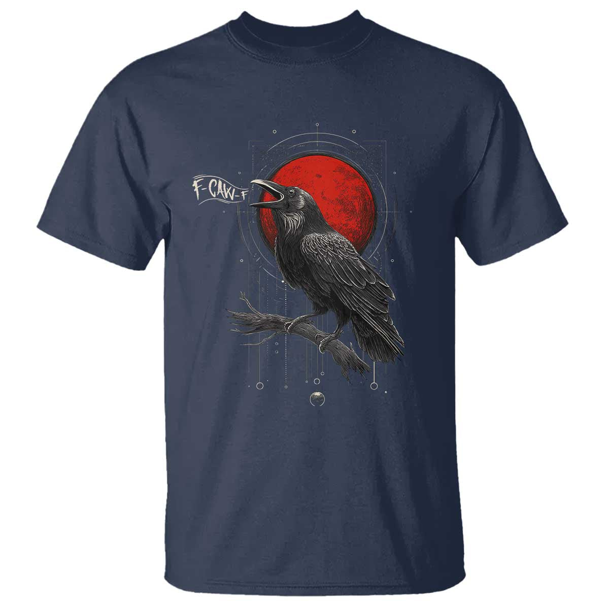 Horror Raven T Shirt F Caw F Gothic Blood Moon Halloween TS12 Navy Print Your Wear