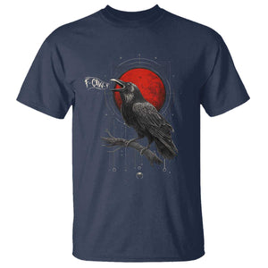 Horror Raven T Shirt F Caw F Gothic Blood Moon Halloween TS12 Navy Print Your Wear