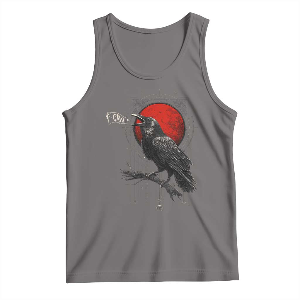 Horror Raven Tank Top F Caw F Gothic Blood Moon Halloween TS12 Deep Heather Print Your Wear