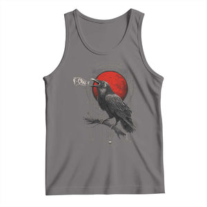 Horror Raven Tank Top F Caw F Gothic Blood Moon Halloween TS12 Deep Heather Print Your Wear