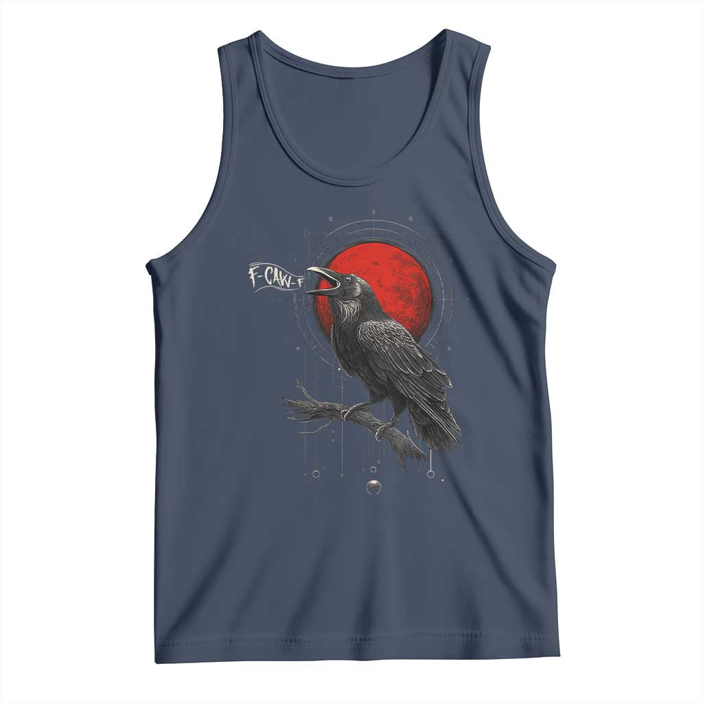 Horror Raven Tank Top F Caw F Gothic Blood Moon Halloween TS12 Navy Print Your Wear
