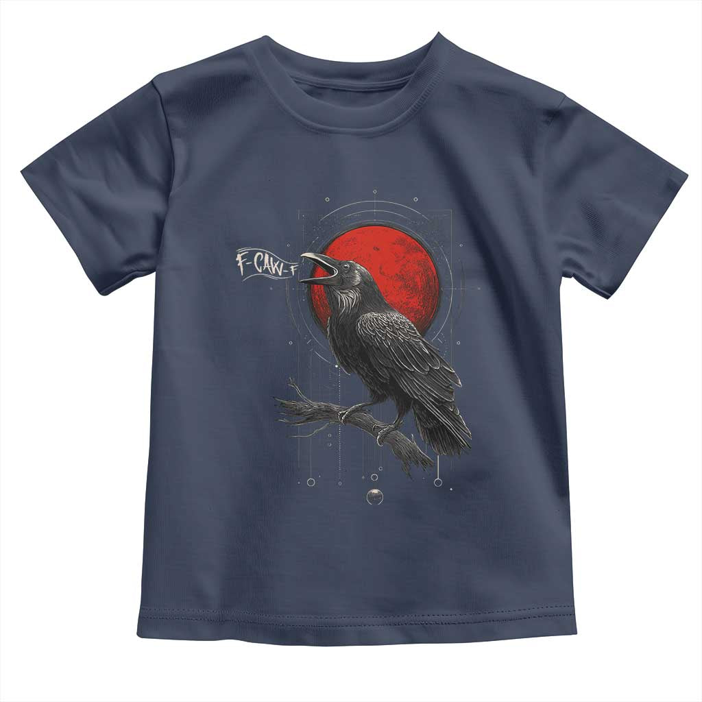 Horror Raven Toddler T Shirt F Caw F Gothic Blood Moon Halloween TS12 Navy Print Your Wear
