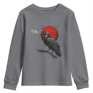 Horror Raven Youth Sweatshirt F Caw F Gothic Blood Moon Halloween TS12 Charcoal Print Your Wear