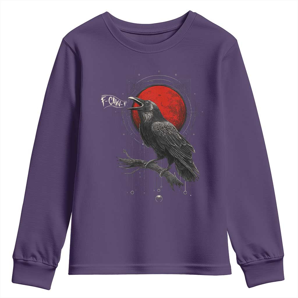 Horror Raven Youth Sweatshirt F Caw F Gothic Blood Moon Halloween TS12 Purple Print Your Wear
