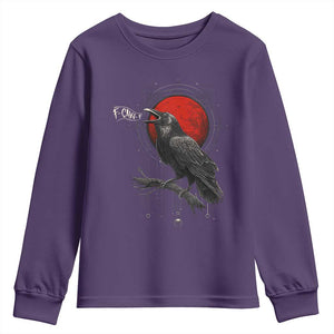 Horror Raven Youth Sweatshirt F Caw F Gothic Blood Moon Halloween TS12 Purple Print Your Wear