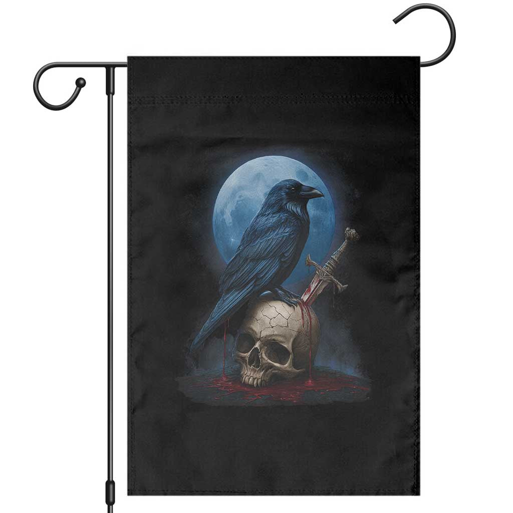 Horror Raven On Skull Garden Flag Full Moon Gothic Art TS12 Black Print Your Wear