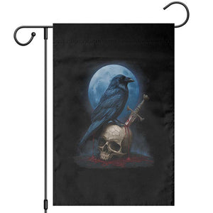 Horror Raven On Skull Garden Flag Full Moon Gothic Art TS12 Black Print Your Wear