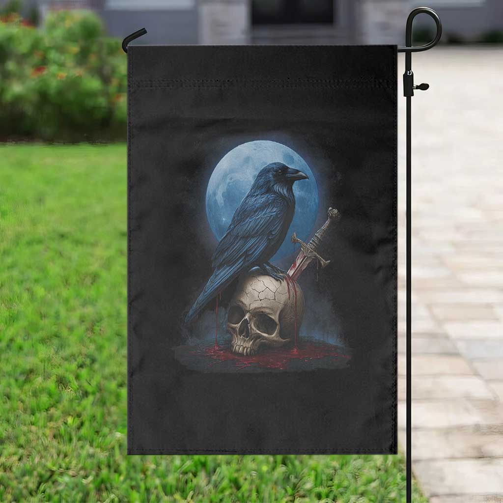 Horror Raven On Skull Garden Flag Full Moon Gothic Art TS12 Print Your Wear