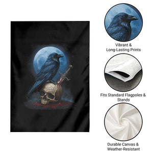 Horror Raven On Skull Garden Flag Full Moon Gothic Art TS12 Print Your Wear