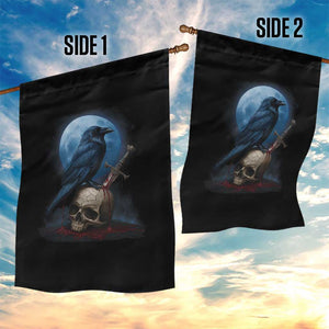 Horror Raven On Skull Garden Flag Full Moon Gothic Art TS12 Print Your Wear