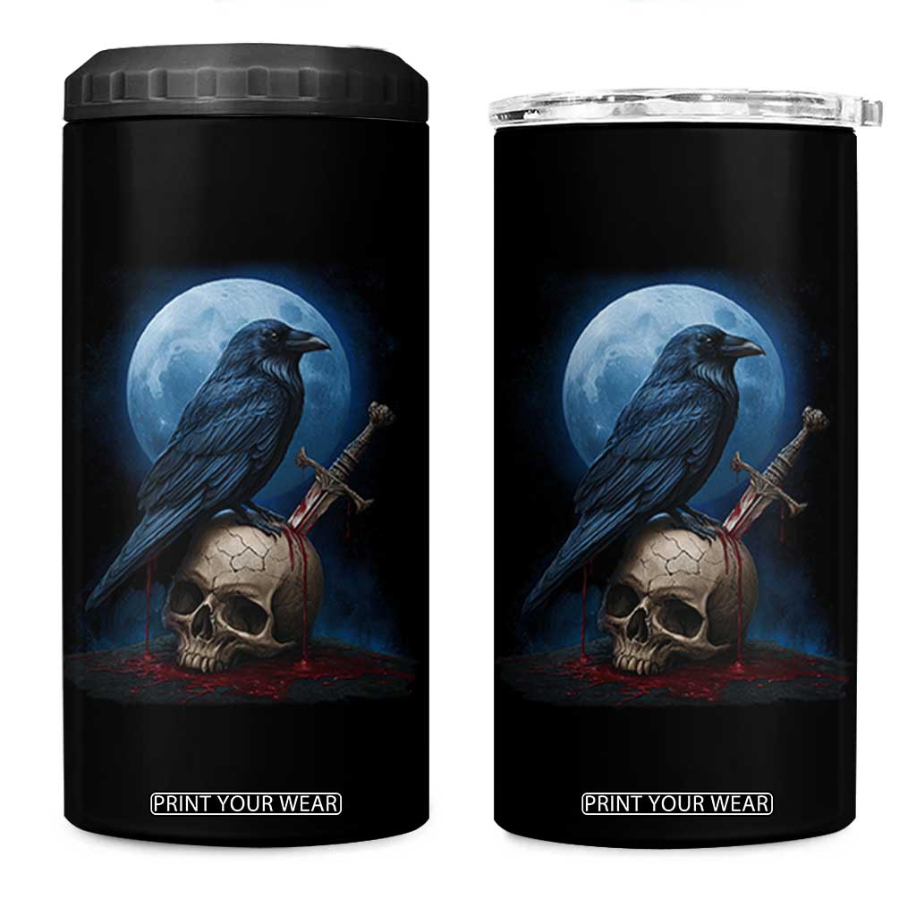 Horror Raven On Skull 4 in 1 Can Cooler Tumbler Full Moon Gothic Art TS12 One Size: 16 oz Black Print Your Wear