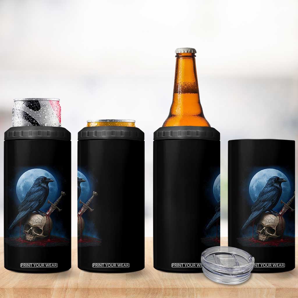 Horror Raven On Skull 4 in 1 Can Cooler Tumbler Full Moon Gothic Art TS12 Print Your Wear