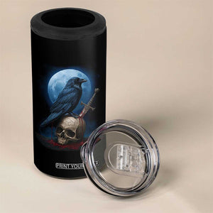 Horror Raven On Skull 4 in 1 Can Cooler Tumbler Full Moon Gothic Art TS12 Print Your Wear