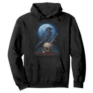 Horror Raven On Skull Hoodie Full Moon Gothic Art TS12 Black Print Your Wear