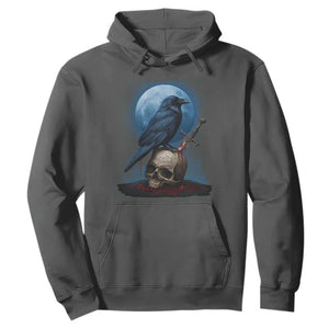 Horror Raven On Skull Hoodie Full Moon Gothic Art TS12 Dark Heather Print Your Wear