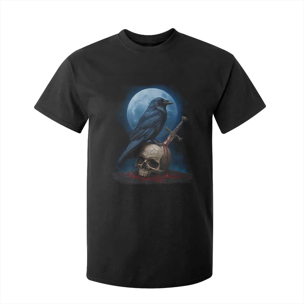 Horror Raven On Skull T Shirt For Kid Full Moon Gothic Art TS12 Black Print Your Wear