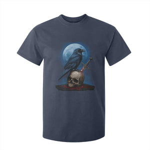 Horror Raven On Skull T Shirt For Kid Full Moon Gothic Art TS12 Navy Print Your Wear
