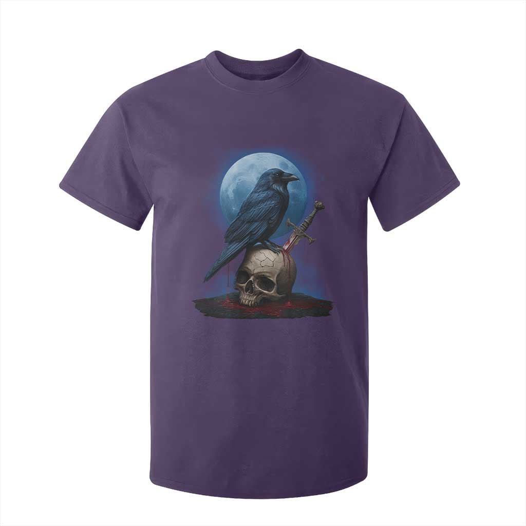 Horror Raven On Skull T Shirt For Kid Full Moon Gothic Art TS12 Purple Print Your Wear