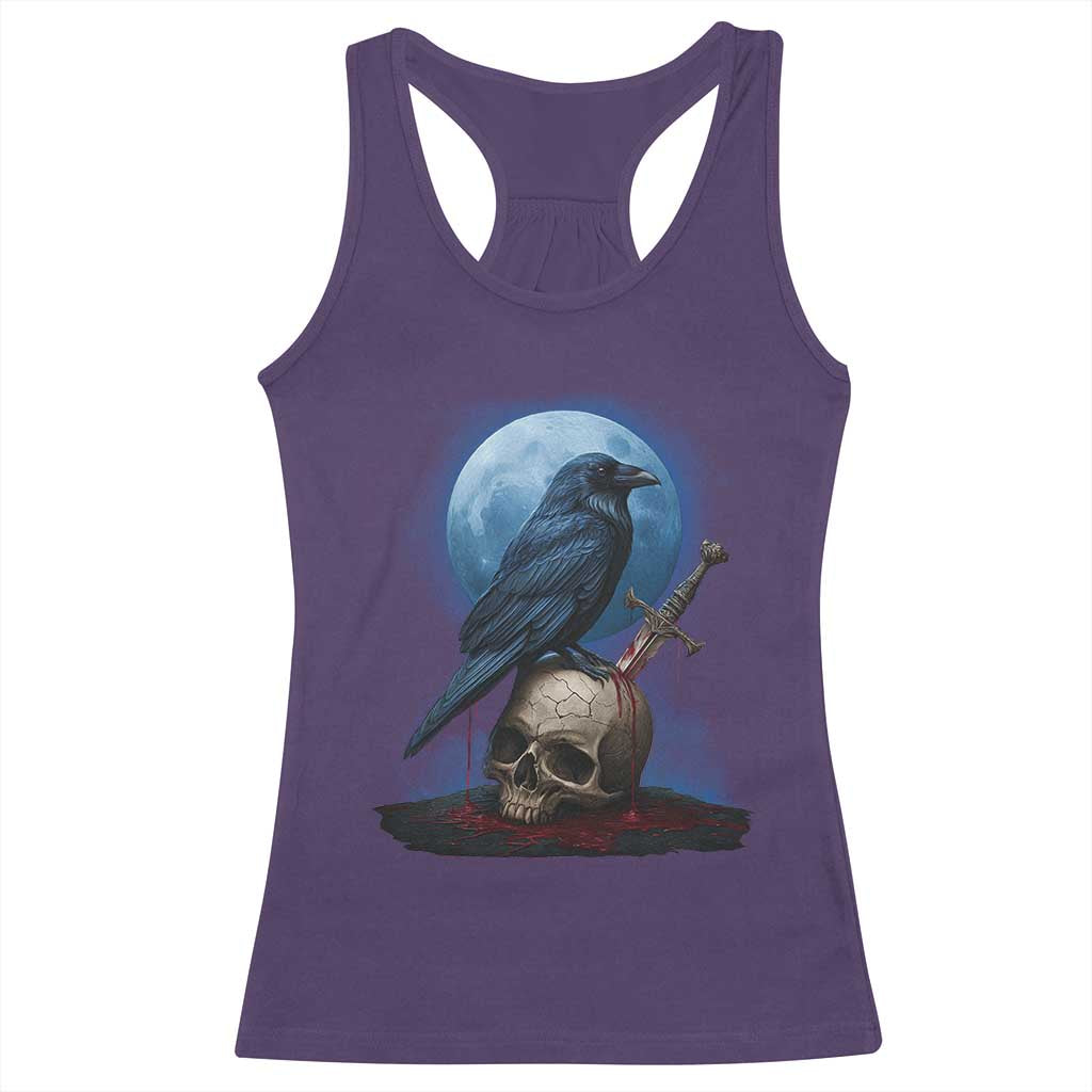 Horror Raven On Skull Racerback Tank Top Full Moon Gothic Art TS12 Purple Print Your Wear
