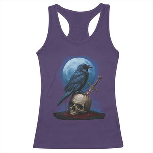 Horror Raven On Skull Racerback Tank Top Full Moon Gothic Art TS12 Purple Print Your Wear