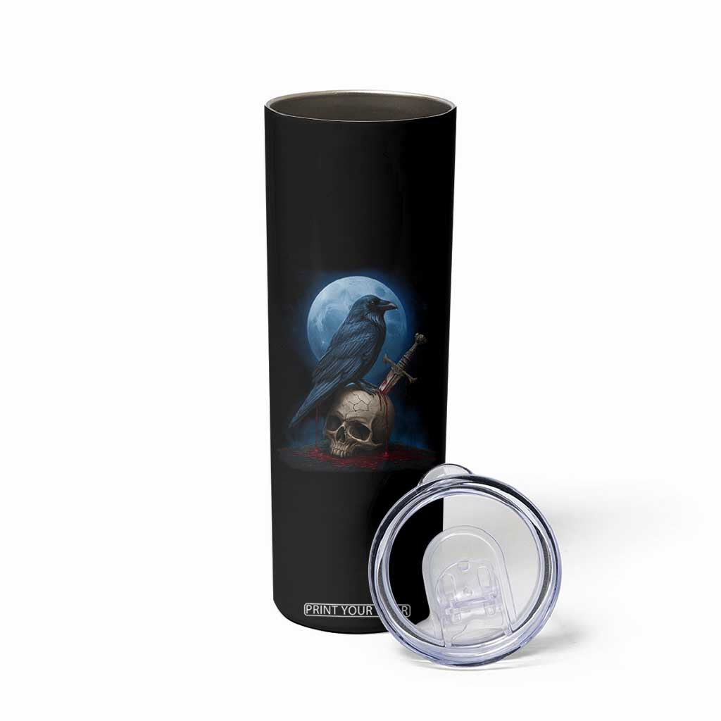 Horror Raven On Skull Skinny Tumbler Full Moon Gothic Art TS12 Print Your Wear