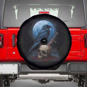 Horror Raven On Skull Spare Tire Cover Full Moon Gothic Art TS12 Black Print Your Wear
