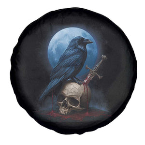 Horror Raven On Skull Spare Tire Cover Full Moon Gothic Art TS12 Print Your Wear