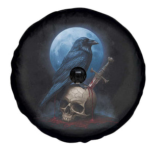 Horror Raven On Skull Spare Tire Cover Full Moon Gothic Art TS12 Print Your Wear