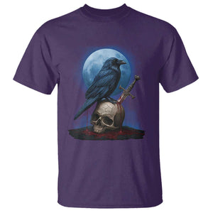 Horror Raven On Skull T Shirt Full Moon Gothic Art TS12 Purple Print Your Wear