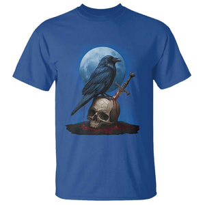 Horror Raven On Skull T Shirt Full Moon Gothic Art TS12 Royal Blue Print Your Wear