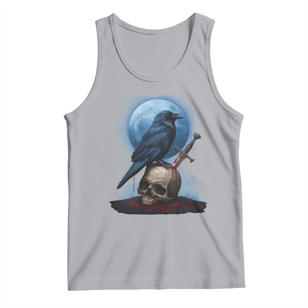Horror Raven On Skull Tank Top Full Moon Gothic Art TS12 Athletic Heather Print Your Wear