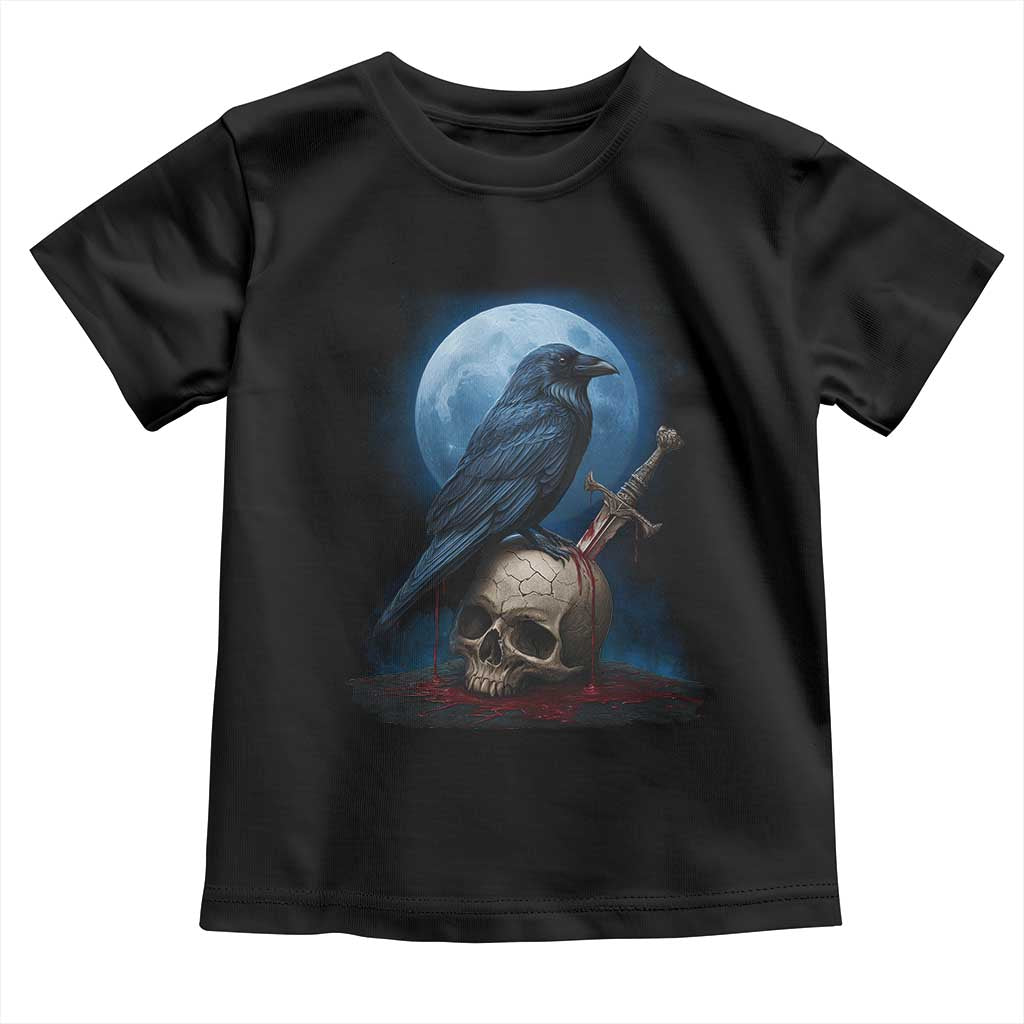 Horror Raven On Skull Toddler T Shirt Full Moon Gothic Art TS12 Black Print Your Wear