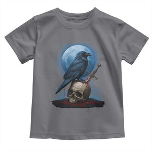 Horror Raven On Skull Toddler T Shirt Full Moon Gothic Art TS12 Charcoal Print Your Wear