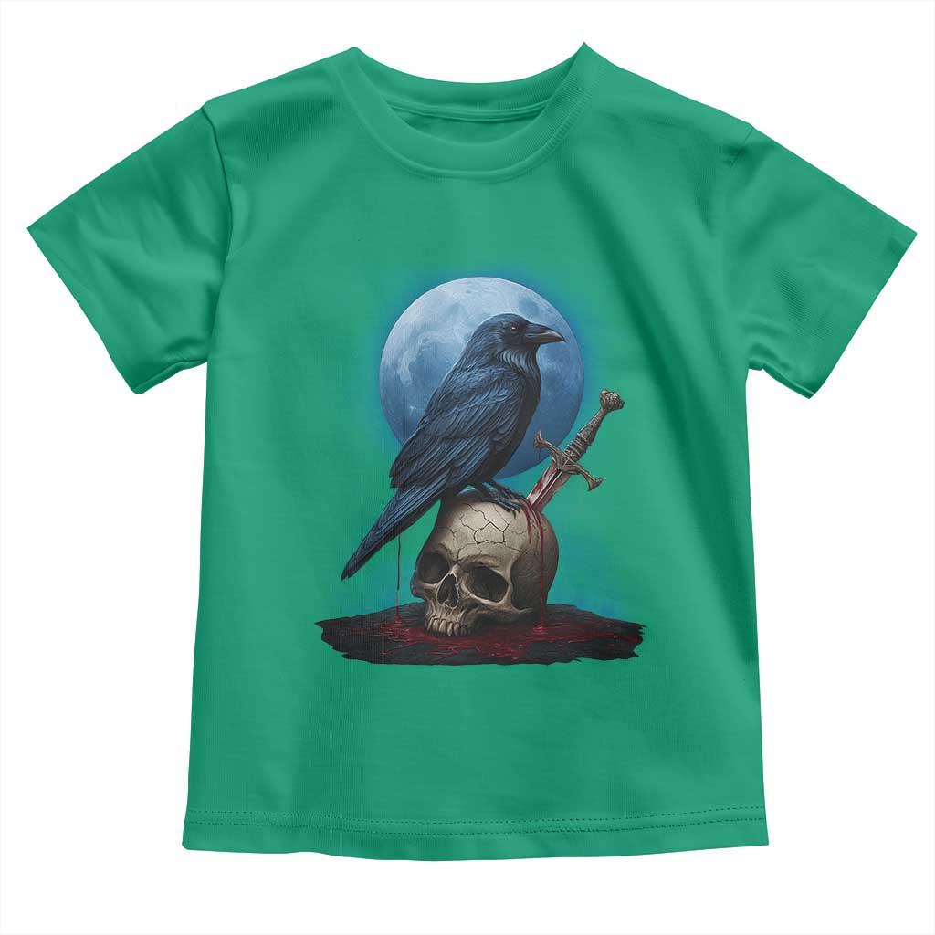 Horror Raven On Skull Toddler T Shirt Full Moon Gothic Art TS12 Irish Green Print Your Wear