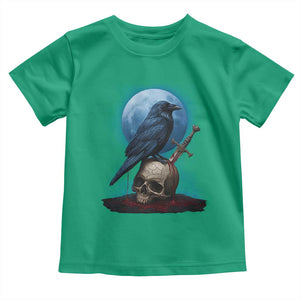 Horror Raven On Skull Toddler T Shirt Full Moon Gothic Art TS12 Irish Green Print Your Wear
