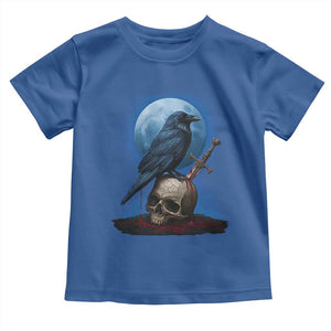 Horror Raven On Skull Toddler T Shirt Full Moon Gothic Art TS12 Royal Blue Print Your Wear