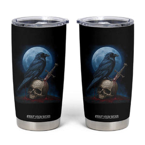 Horror Raven On Skull Tumbler Cup Full Moon Gothic Art TS12 Black Print Your Wear