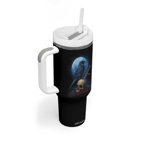 Horror Raven On Skull Tumbler With Handle Full Moon Gothic Art TS12 Print Your Wear