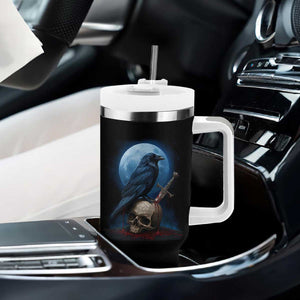 Horror Raven On Skull Tumbler With Handle Full Moon Gothic Art TS12 Print Your Wear