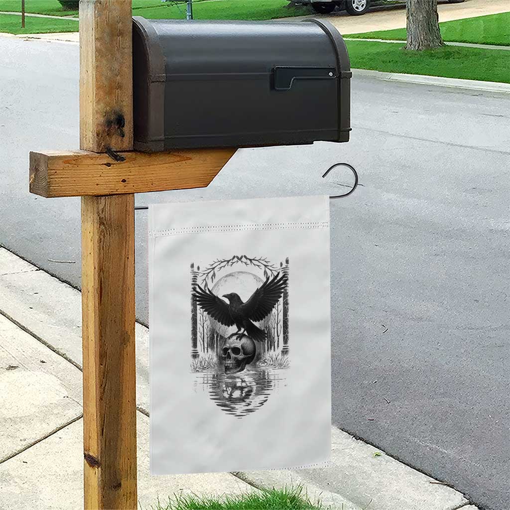 Gothic Raven On Skull With Full Moon Garden Flag TS12 Print Your Wear