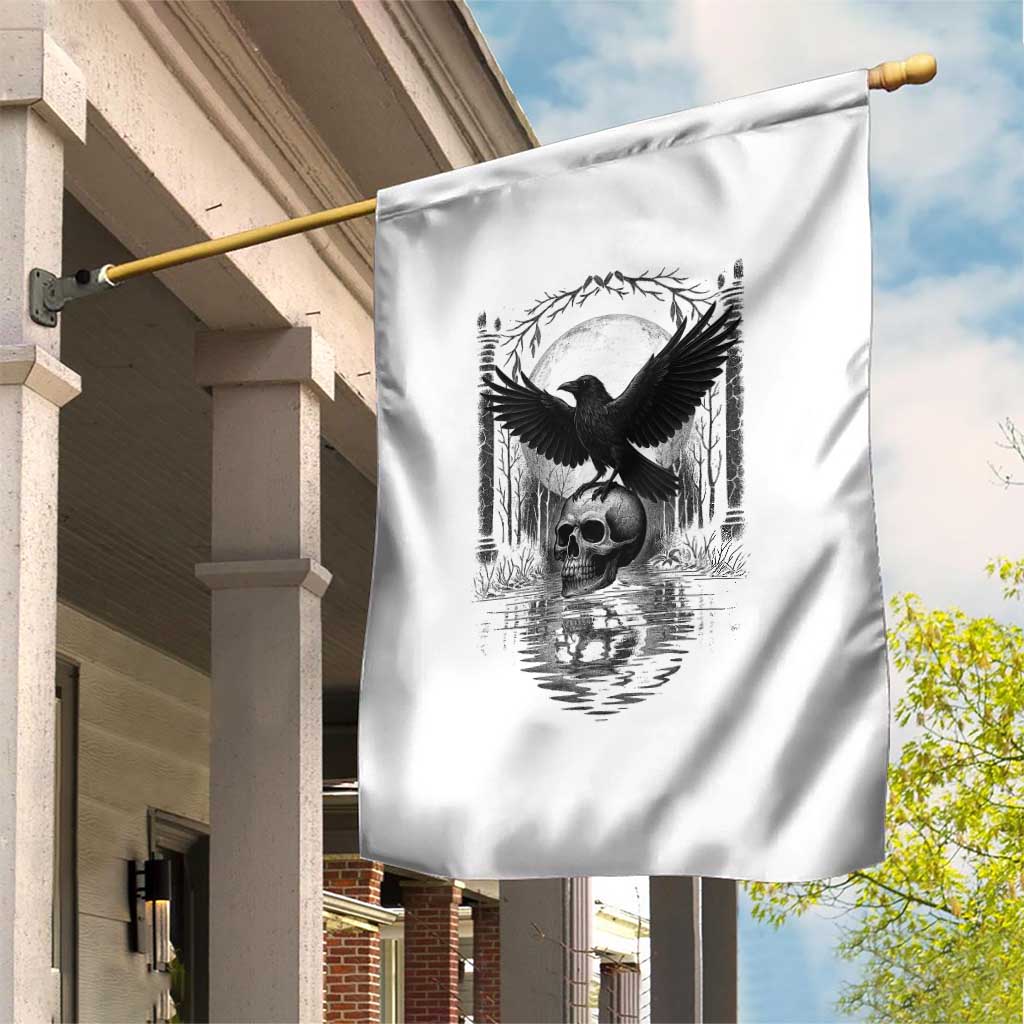Gothic Raven On Skull With Full Moon Garden Flag TS12 Print Your Wear