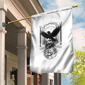 Gothic Raven On Skull With Full Moon Garden Flag TS12 Print Your Wear