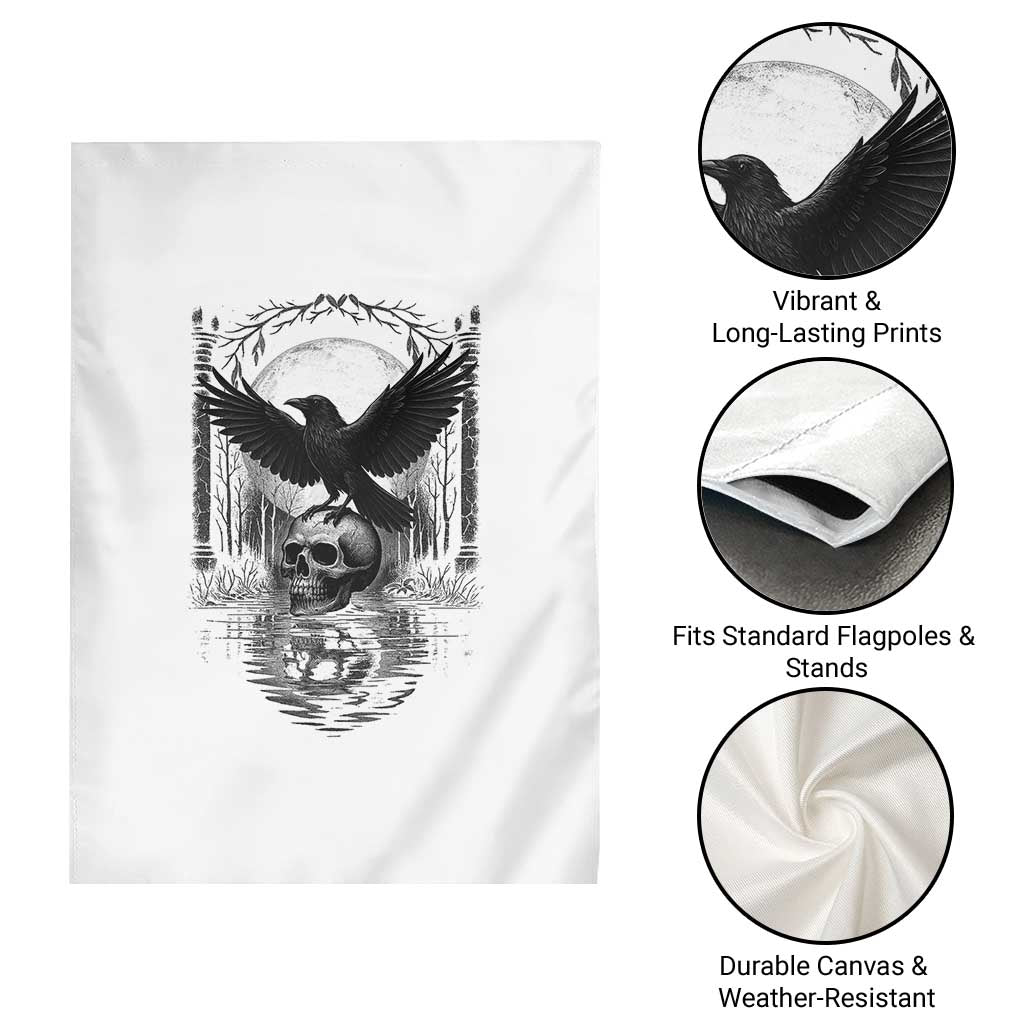 Gothic Raven On Skull With Full Moon Garden Flag TS12 Print Your Wear